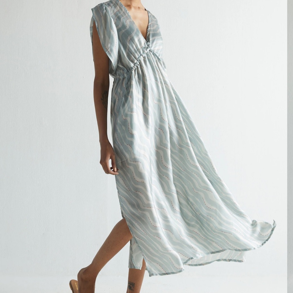 Reistor X Madewell “Bar to Beach” Blue and White Maxi Dress - Picture 2 of 8